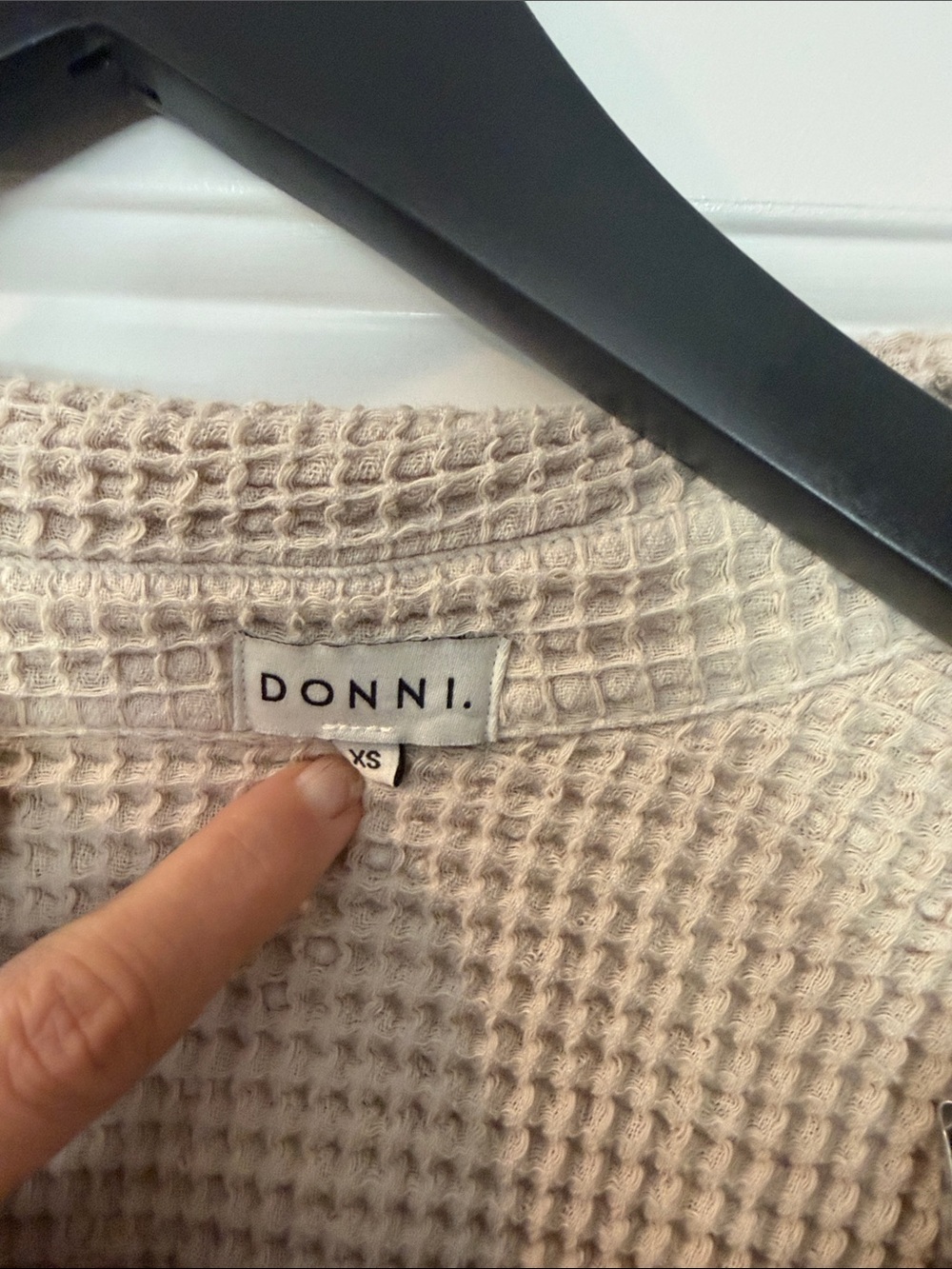 DONNI. Beige Waffle Knit Button-Up Shirt - Picture 3 of 4